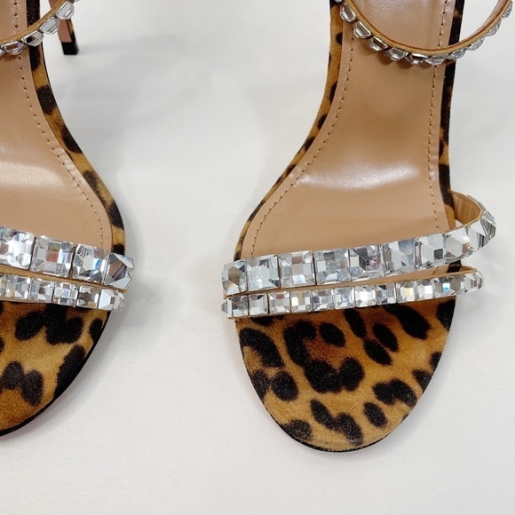 Aquazzura So Vera 105 Crystal Embellished Leopard Heels - Picture 9 of 9